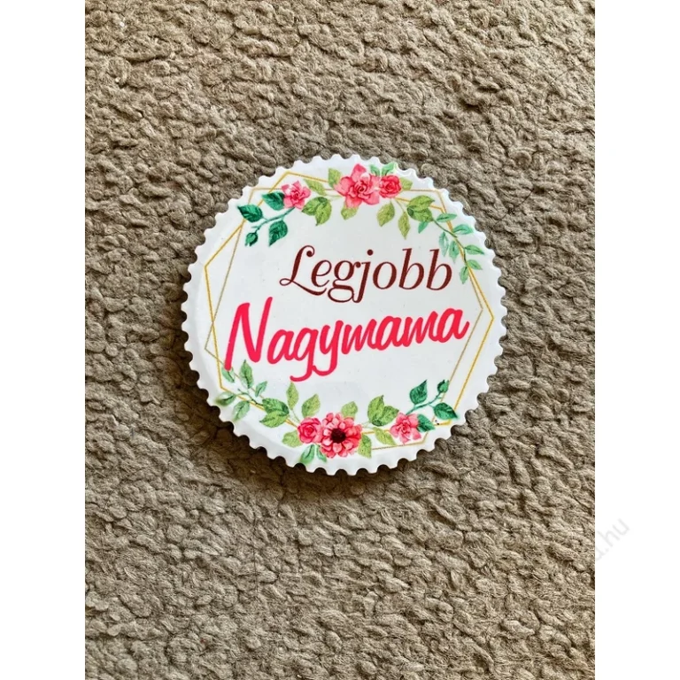 Hűtőmágnes - Legjobb Nagymama, rózsás