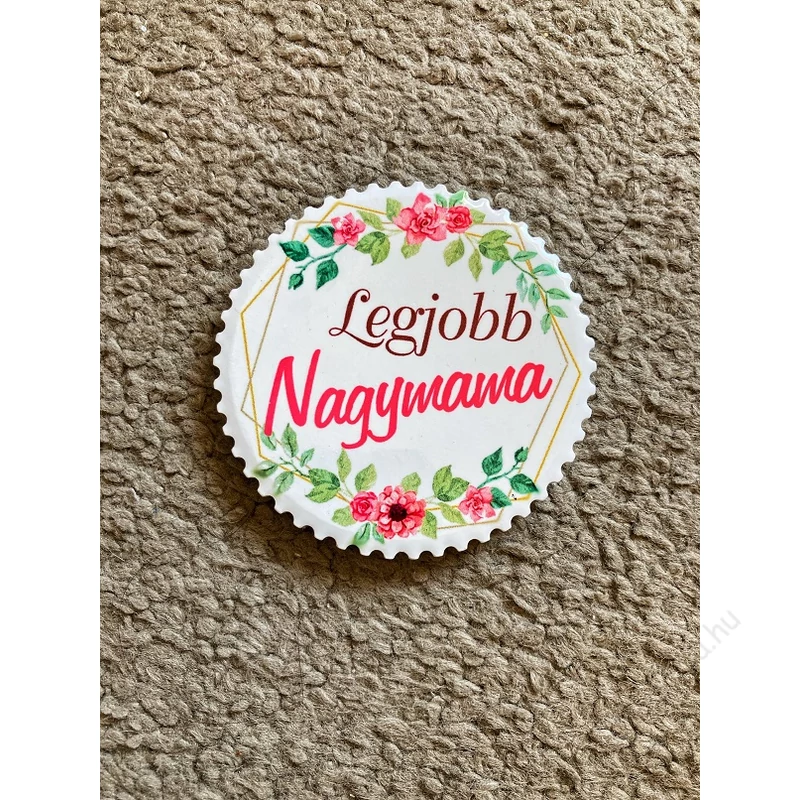 Hűtőmágnes - Legjobb Nagymama, rózsás