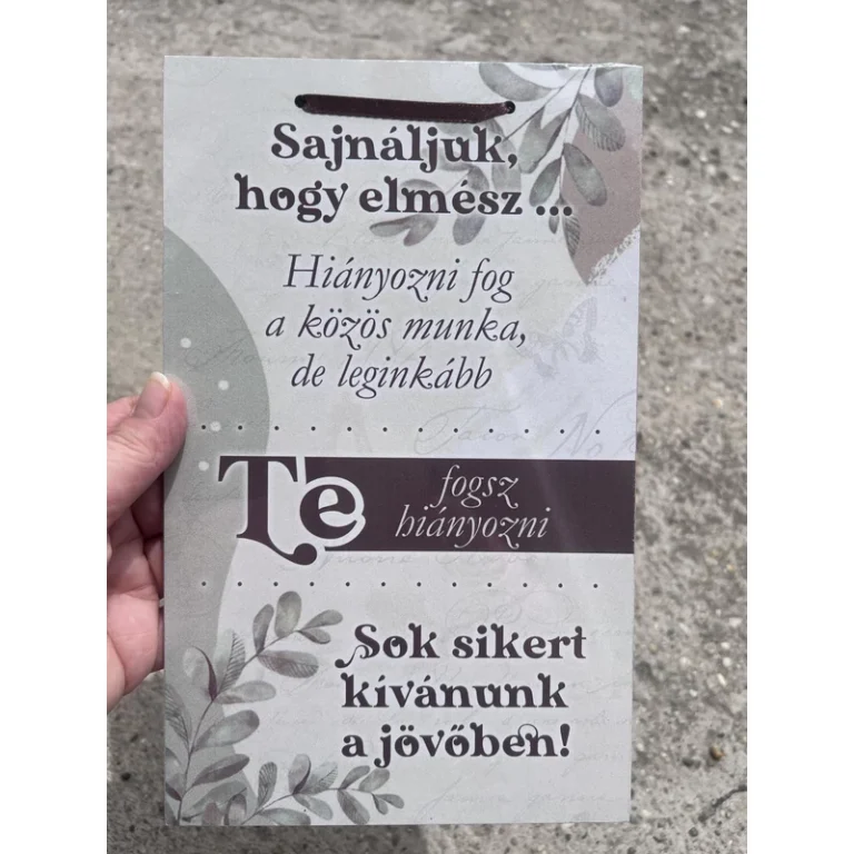Dísztábla leveles - Sajnáljuk, hogy elmész