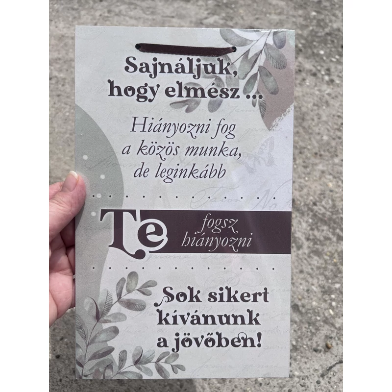 Dísztábla leveles - Sajnáljuk, hogy elmész
