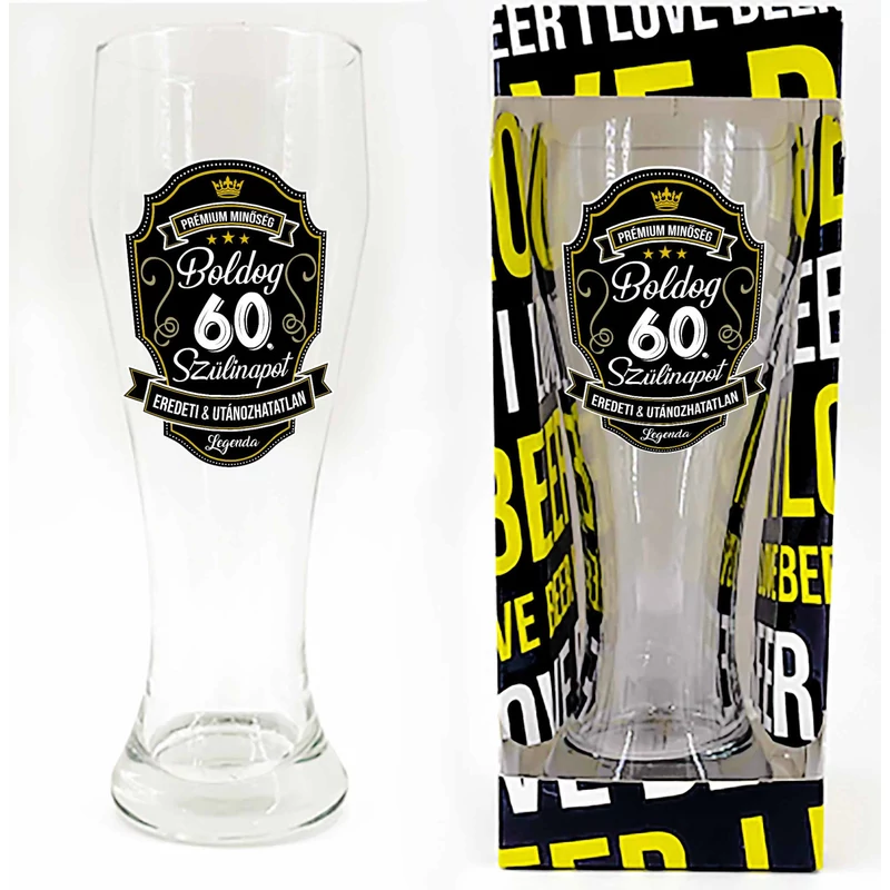 Söröspohár, 665 ml - Boldog 60. Szülinapot Prémium felirat