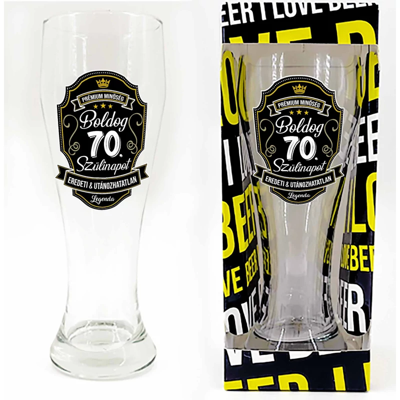 Söröspohár, 665 ml - Boldog 70. Szülinapot Prémium felirat