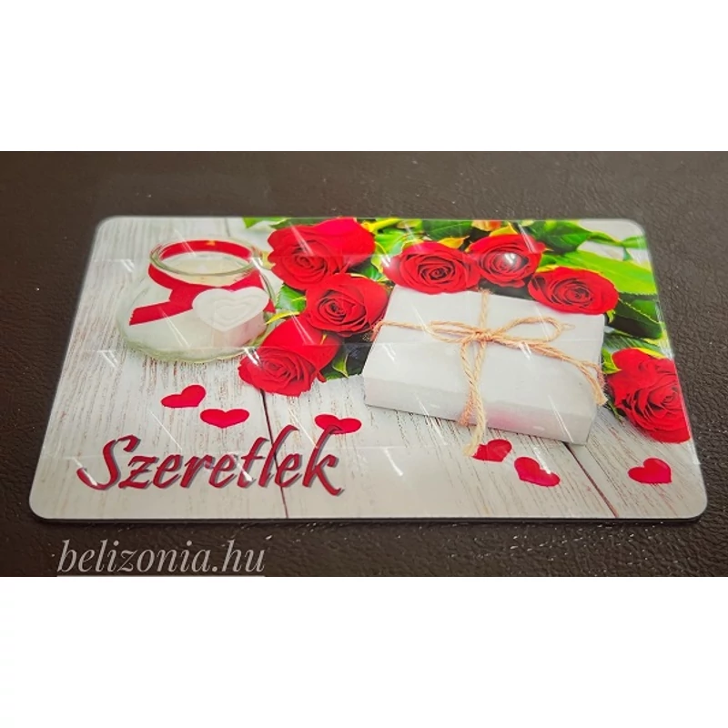 Hűtőmágnes - Szeretlek Rózsa mintával