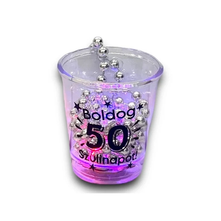 Felespohár ledes, nyakba akasztható - Boldog 50. szülinapot