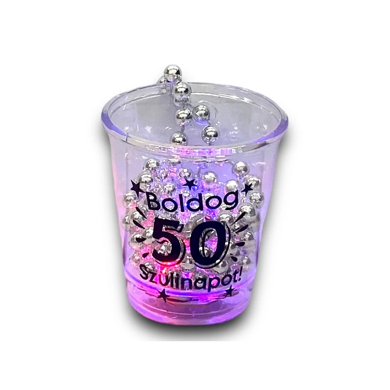 Felespohár ledes, nyakba akasztható - Boldog 50. szülinapot