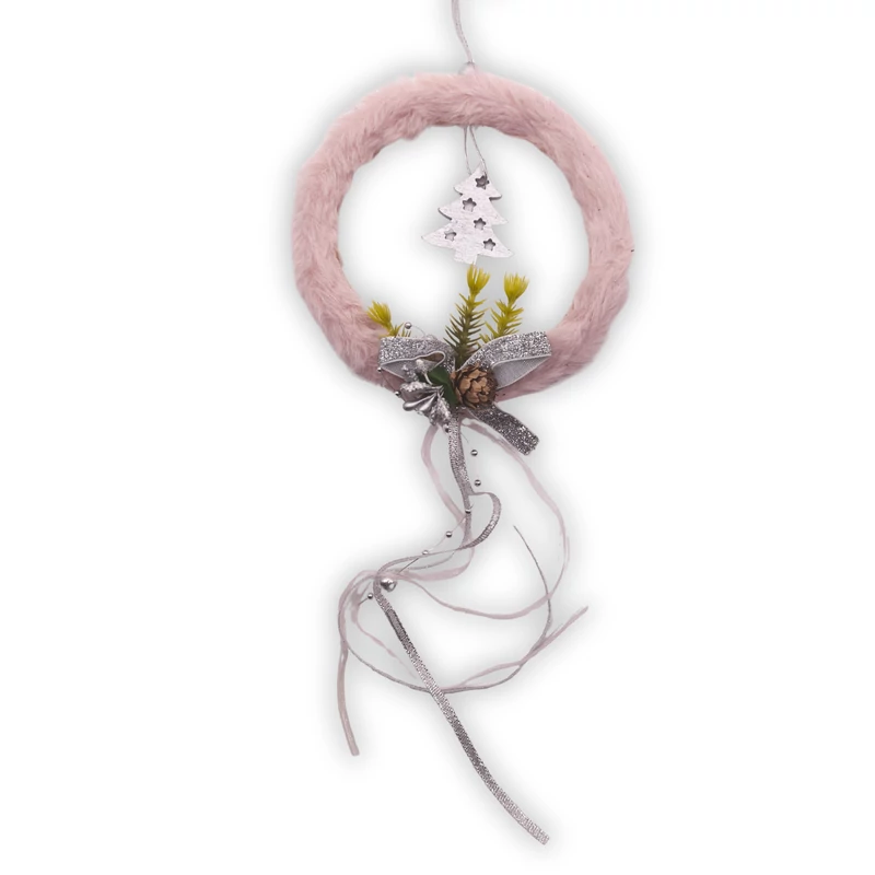 Mályva, szőrmés karácsonyi ajtódísz