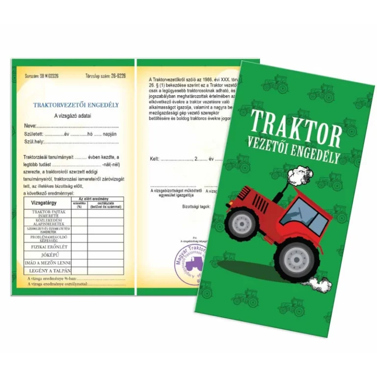Bizonyítvány - Traktor vezetői engedély