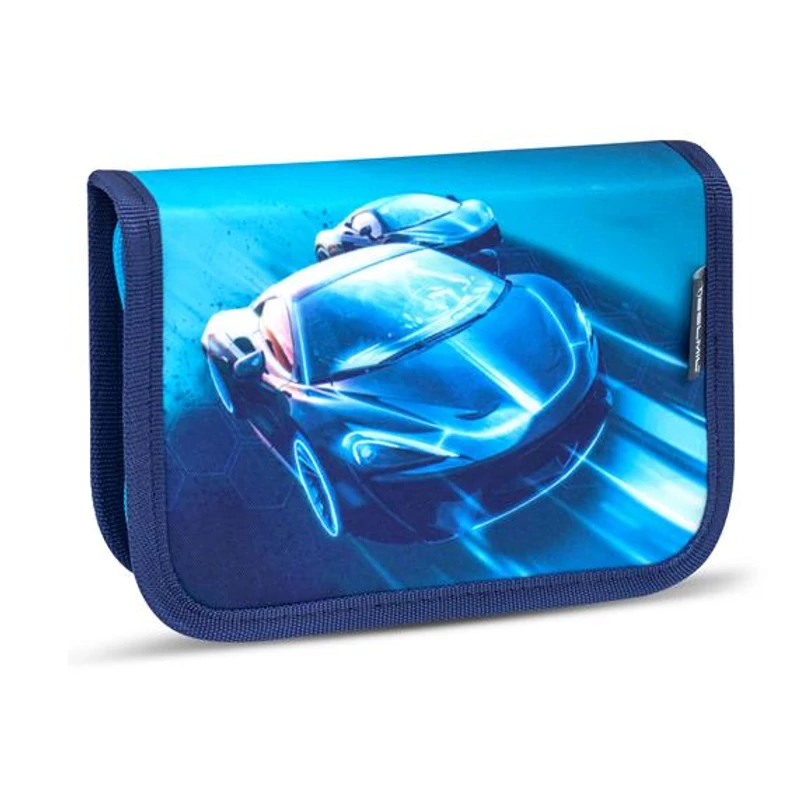 Tolltartó, klapnis, cipzáras, BELMIL "Racing Blue Neon", kék, versenyautó
