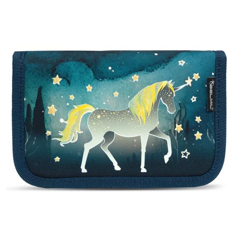 Tolltartó, klapnis, cipzáras, BELMIL "Sparkling Unicorn", kék, unikornis