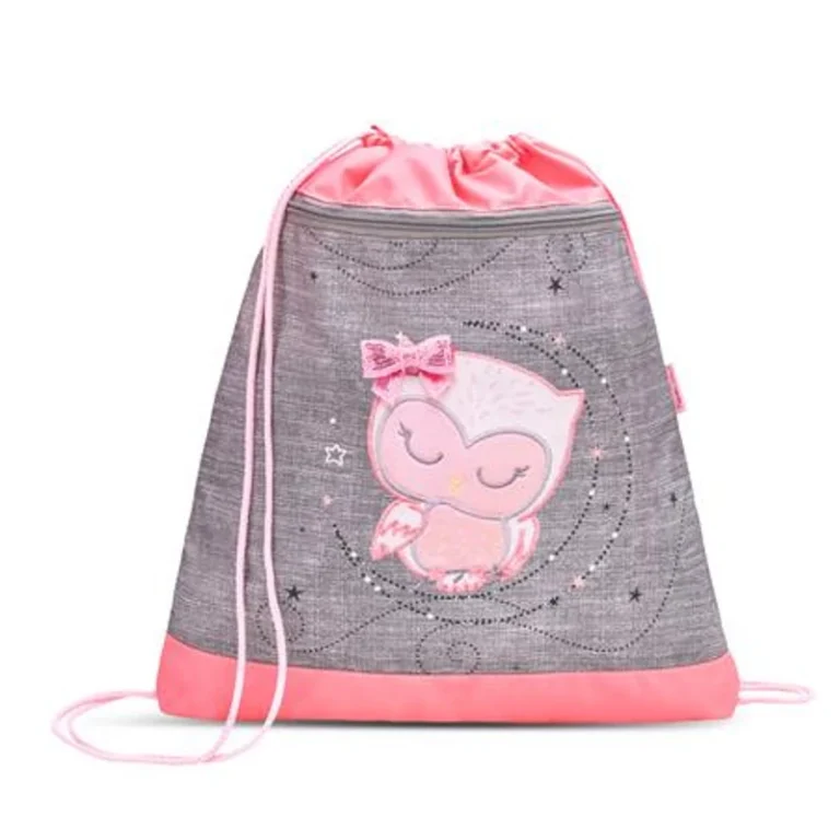 Tornazsák, BELMIL "Little Owl", szürke-rózsaszín, bagoly