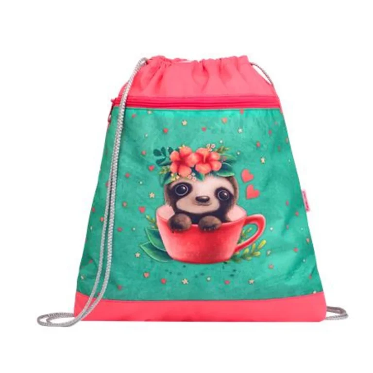 Tornazsák, BELMIL "Cute sloth", zöld-rózsaszín, lajhár