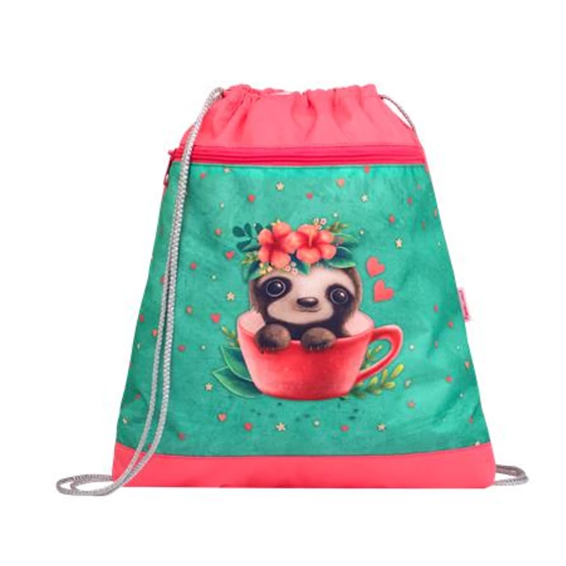 Tornazsák, BELMIL "Cute sloth", zöld-rózsaszín, lajhár