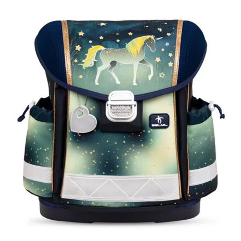Iskolatáska, fémcsat, BELMIL "Classy Sparkling Unicorn", unikornis
