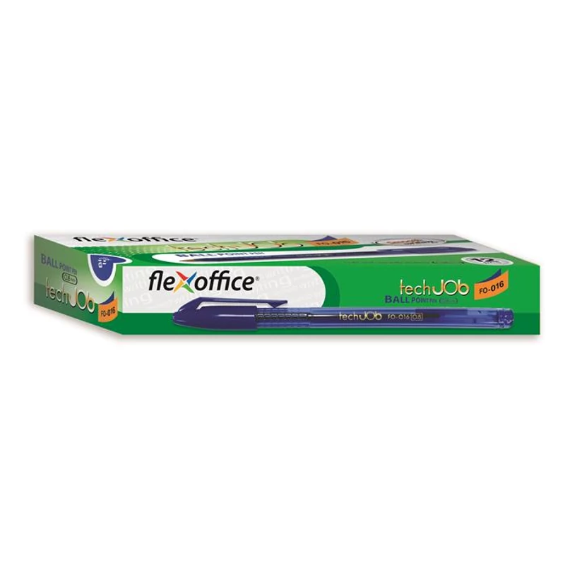 Golyóstoll, 0,4 mm, kupakos, FLEXOFFICE "TechJob", kék