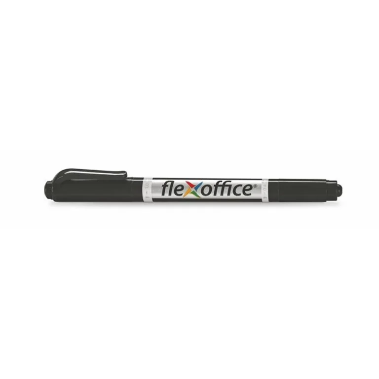 Alkoholos marker, 0,4 / 1,0 mm, kúpos, kétvégű, FLEXOFFICE "PM01", fekete