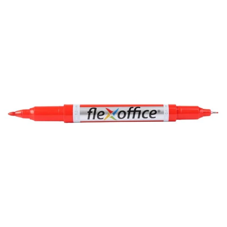 Alkoholos marker, 0,4 / 1,0 mm, kúpos, kétvégű, FLEXOFFICE "PM01", piros