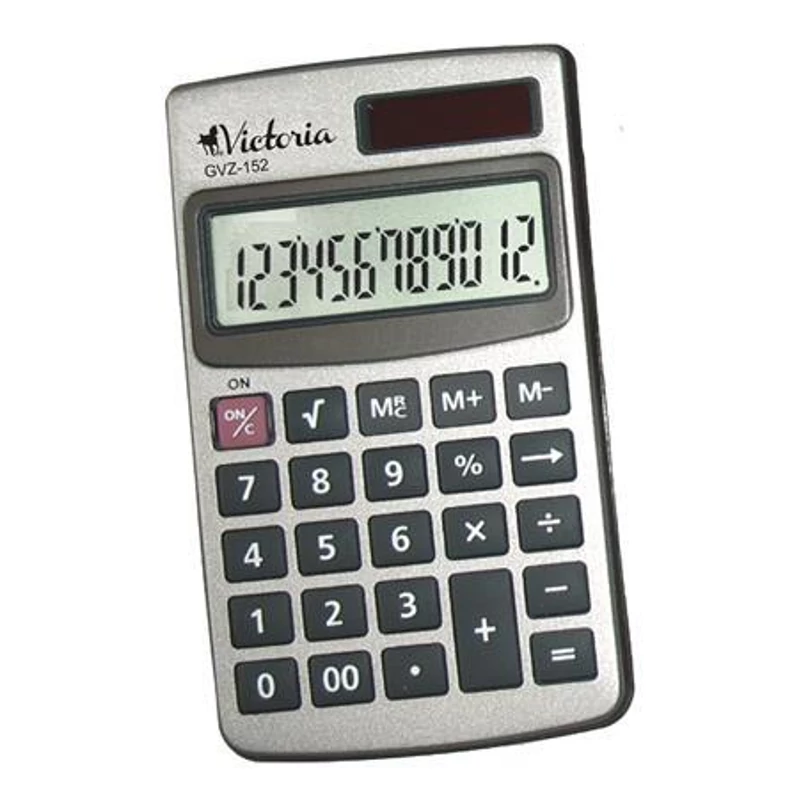 Zsebszámológép, 12 számjegy, fém ház, VICTORIA OFFICE, „GVZ-152”
