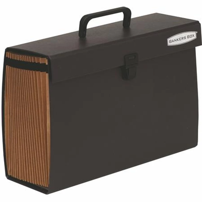 Harmonikatáska, karton, 19 rekeszes, FELLOWES "Bankers Box Handifile", fekete