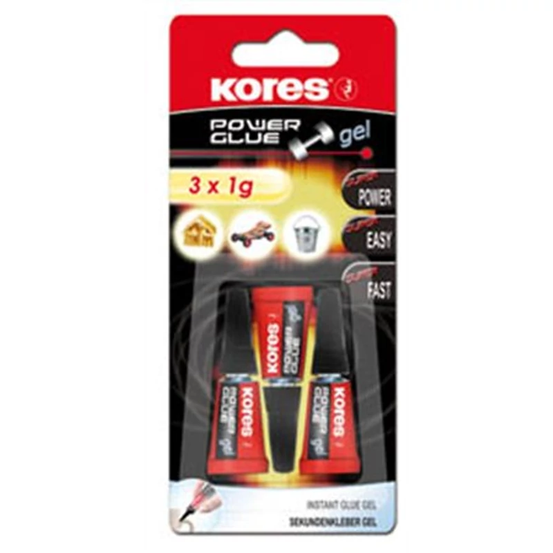 Pillanatragasztó gél, 3×1 g, KORES „Power Glue Gel”