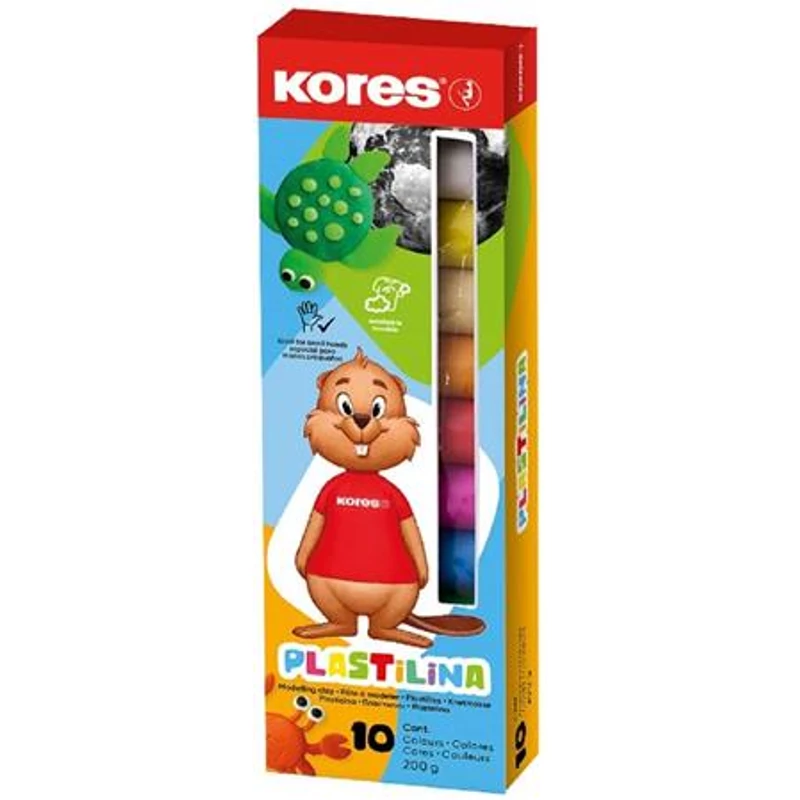 Gyurma, 200 g, 10 szín, KORES "Plastilina",Gyurma, 200 g, 10 szín, KORES "Plastilina",Gyurma, 200 g, 10 szín, KORES "Plastilina"