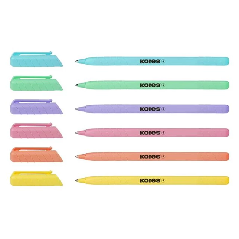 Golyóstoll, 1,0 mm, kupakos, háromszögletű, KORES "KOR-M Pastel", kék