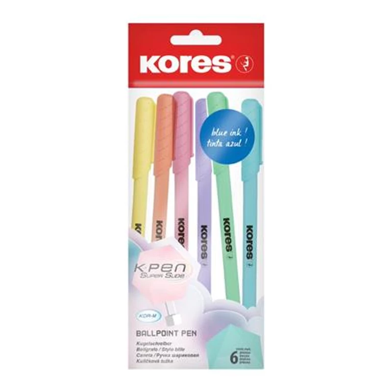 Golyóstoll, 1,0 mm, kupakos, háromszögletű, KORES "KOR-M Pastel", kék