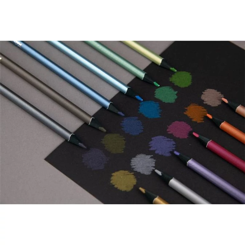 Színes ceruza készlet, háromszögletű, KORES "Kolores Style Metallic", 12 metál szín