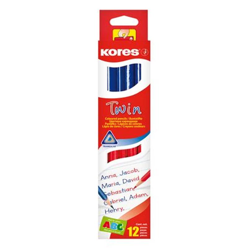 Postairón, háromszögletű, KORES „Twin”, kék-piros