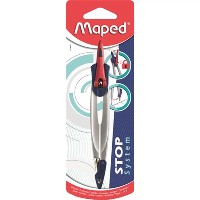 Körző, rögzíthető lábakkal, MAPED „Stop System”, vegyes színek