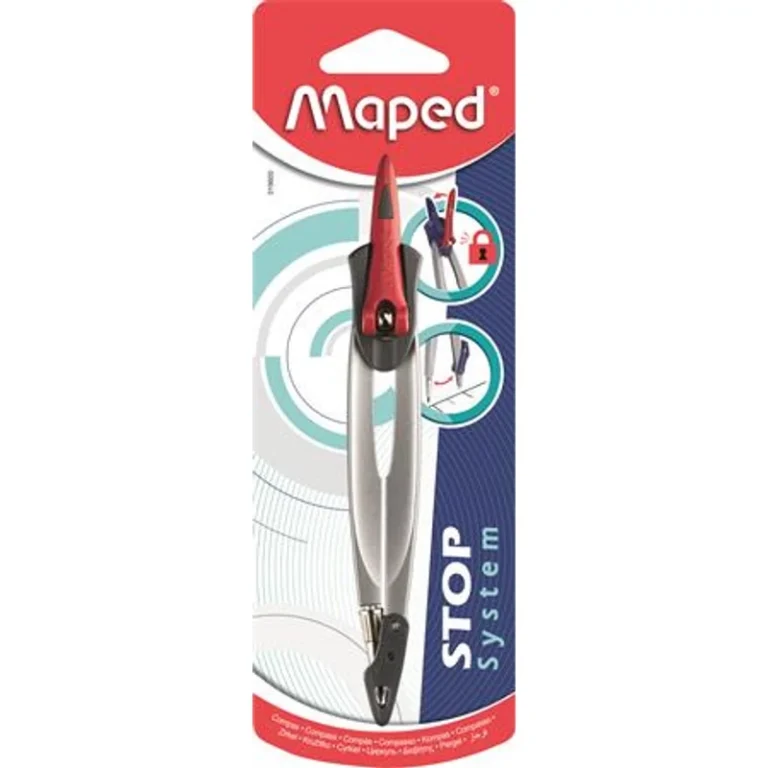 Körző, rögzíthető lábakkal, MAPED „Stop System”, vegyes színek