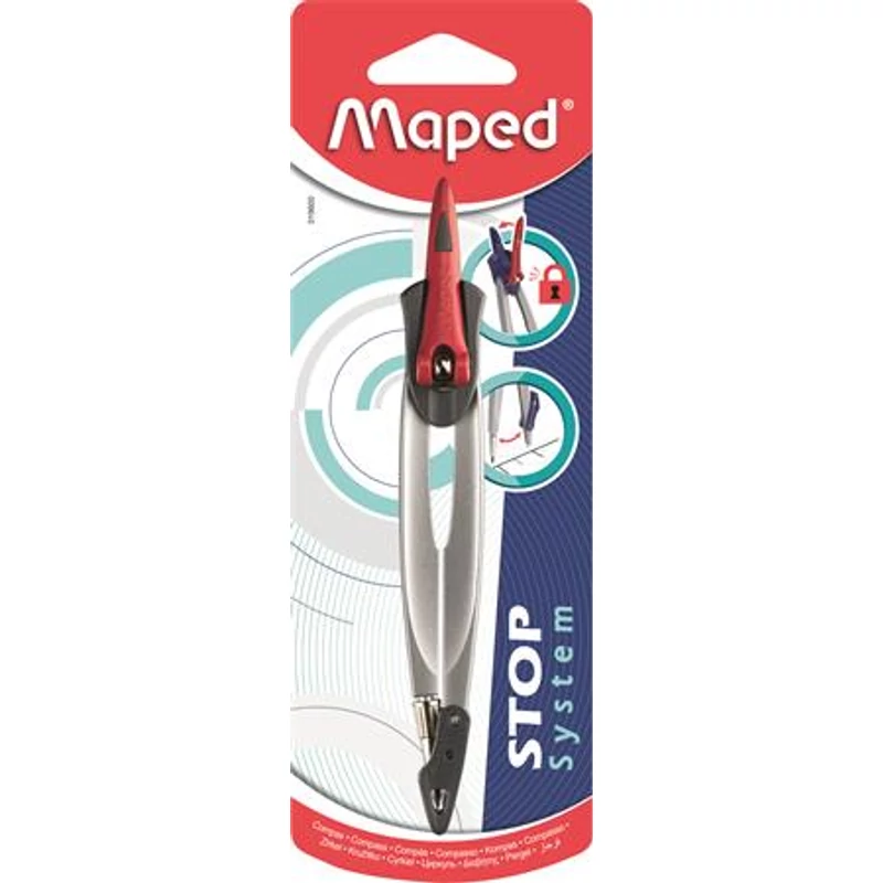 Körző, rögzíthető lábakkal, MAPED „Stop System”, vegyes színek