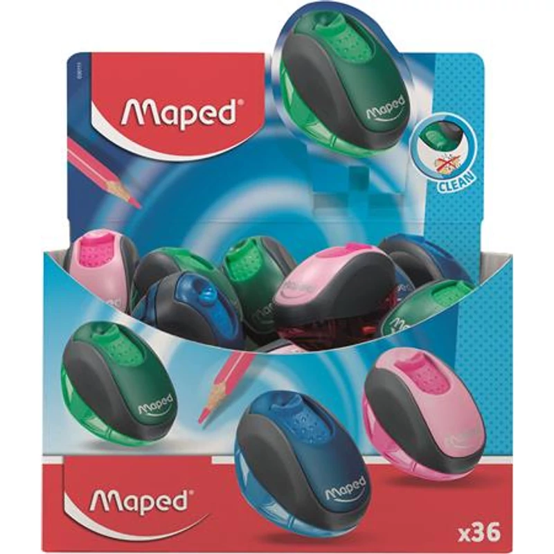 Hegyező display, egylyukú, tartályos, MAPED "Clean", vegyes színek