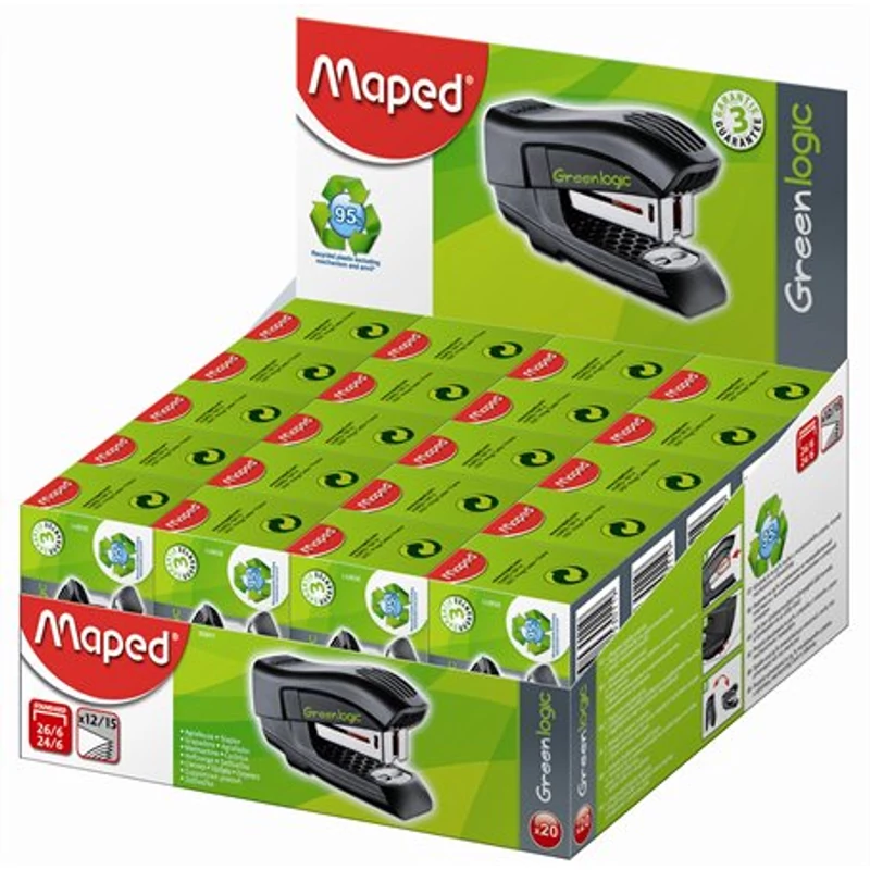 Tűzőgép, 24 / 6, 26 / 6, 12 lap, MAPED „Greenlogic Mini”