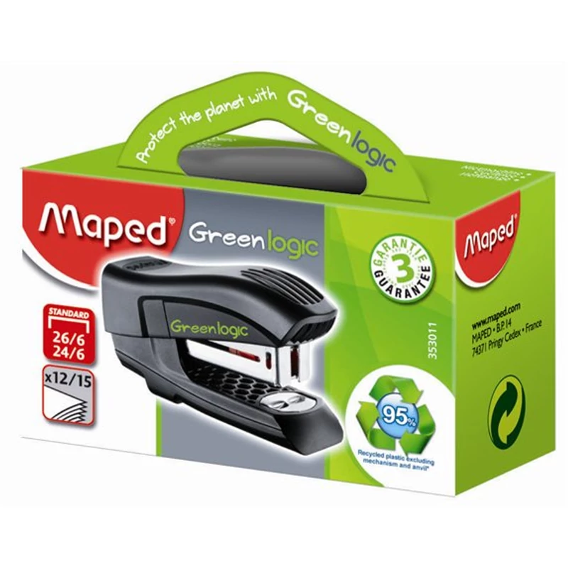 Tűzőgép, 24 / 6, 26 / 6, 12 lap, MAPED „Greenlogic Mini”