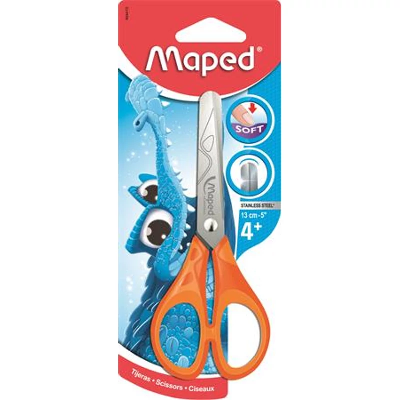 Olló, iskolai, 13 cm, MAPED „Essentials Soft”