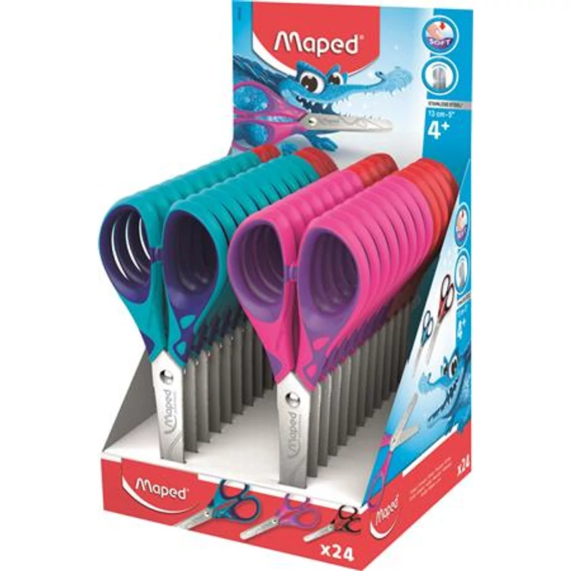 Olló display, iskolai, 13 cm, MAPED „Essentials Soft”