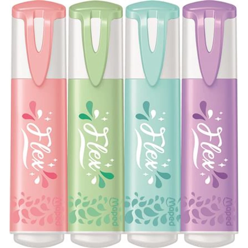 Szövegkiemelő készlet, 1-5 mm, MAPED "Fluo Peps Flex Pastel", pasztell szín, vegyes készletek