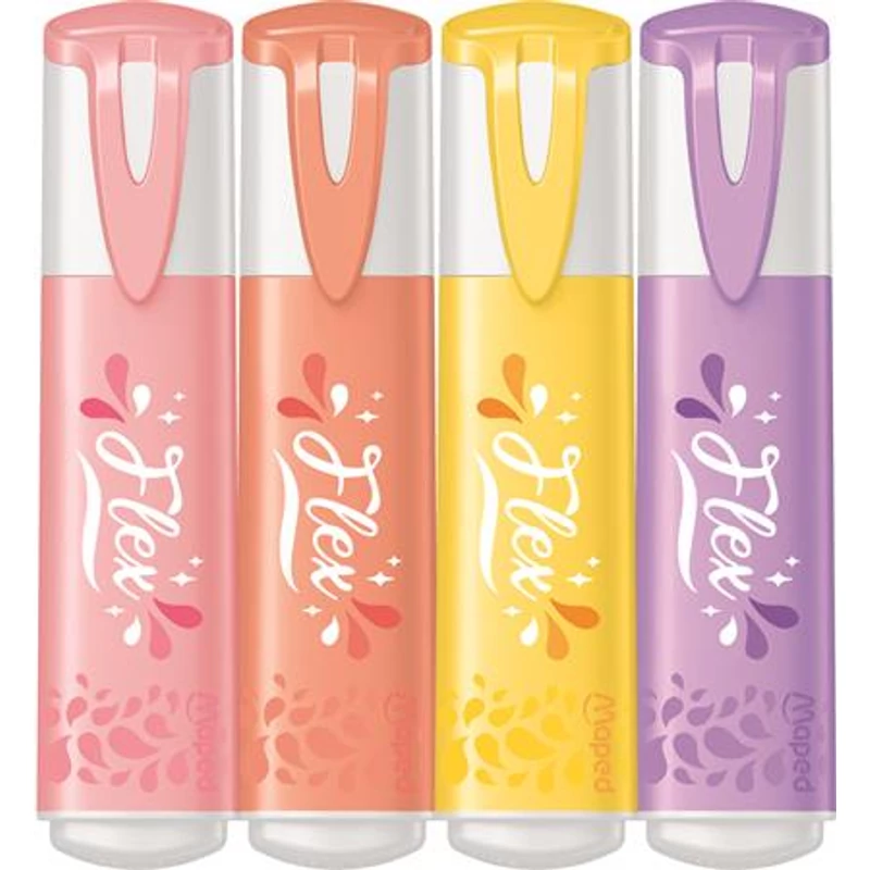 Szövegkiemelő készlet, 1-5 mm, MAPED "Fluo Peps Flex Pastel", pasztell szín, vegyes készletek