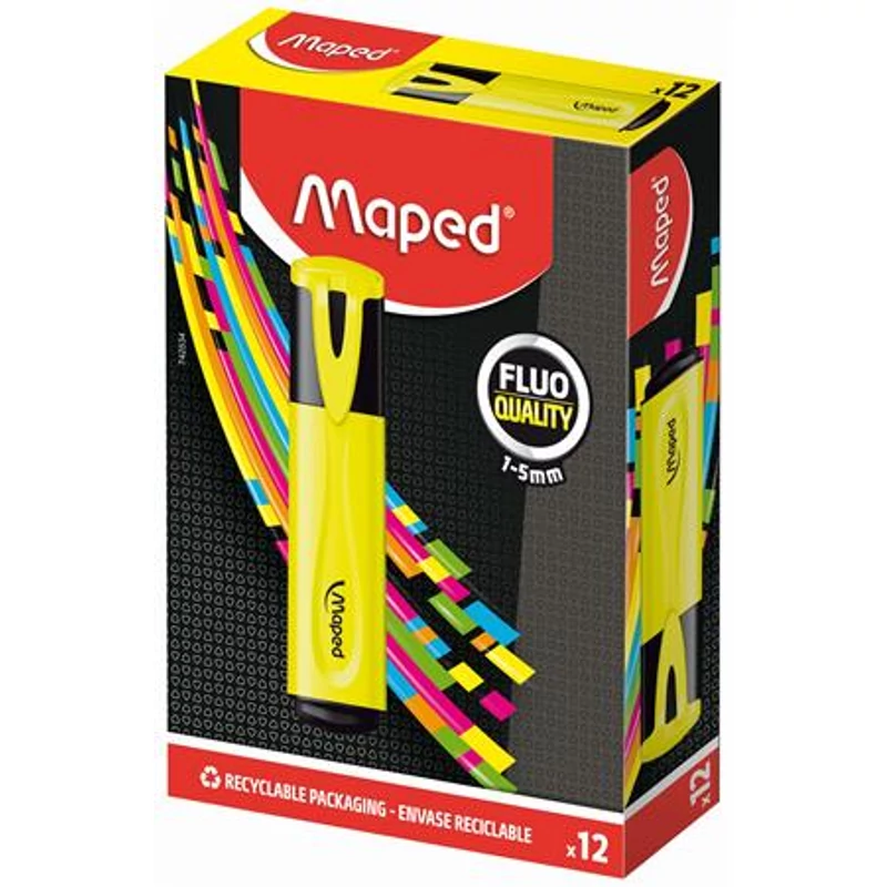 Szövegkiemelő, 1-5 mm, MAPED "Fluo Peps Classic", sárga