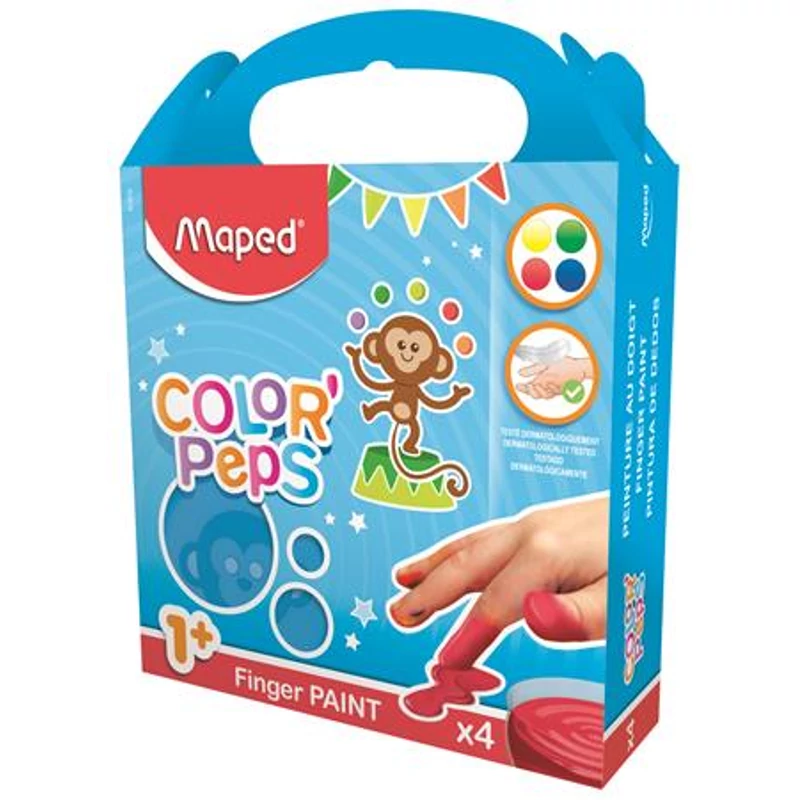 Ujjfesték, alap színek, 4×80 g, MAPED