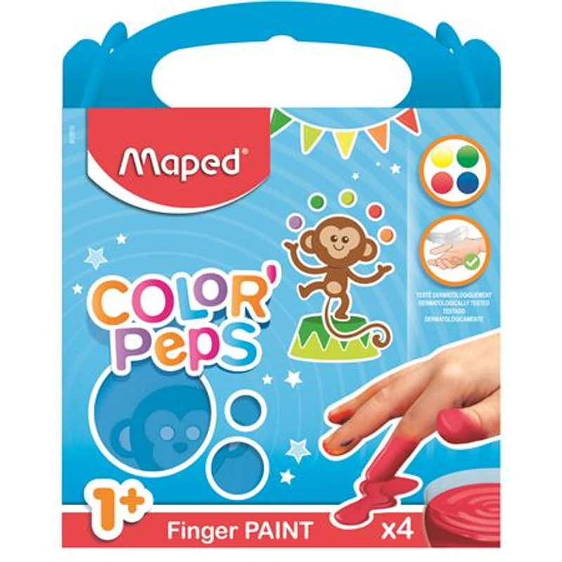 Ujjfesték, alap színek, 4×80 g, MAPED