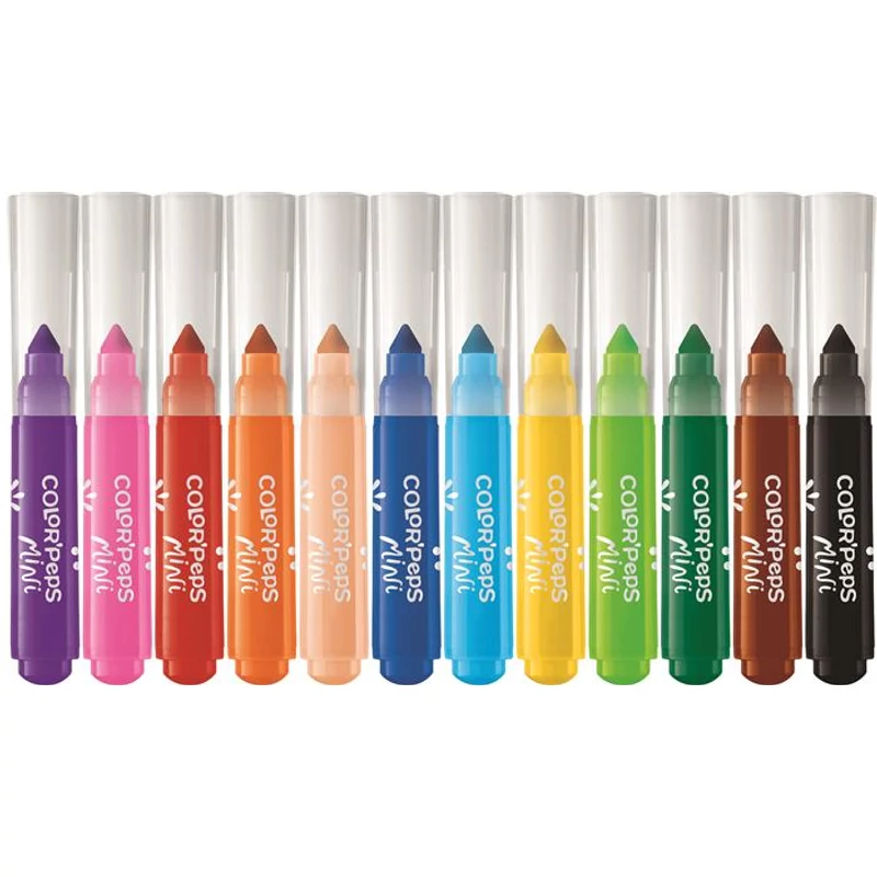Filctoll készlet, 6,5 mm, kimosható, MAPED „Color`Peps Mini Power”, 12 különböző szín