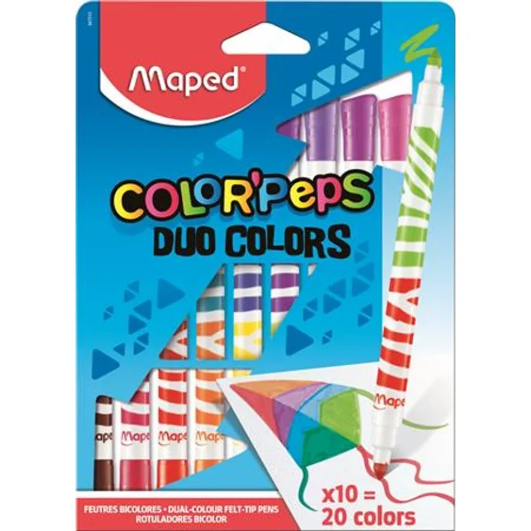 Filctoll készlet, kimosható, MAPED „Color`Peps Duo”, 20 különböző szín