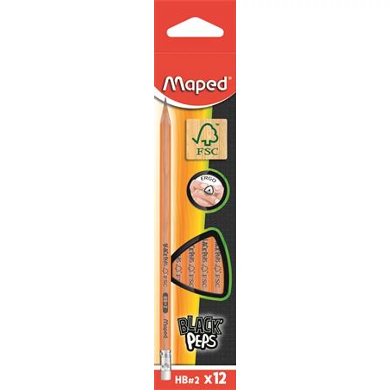 Grafitceruza, HB, háromszögletű, MAPED "Black`Peps",Grafitceruza, HB, háromszögletű, MAPED "Black`Peps"