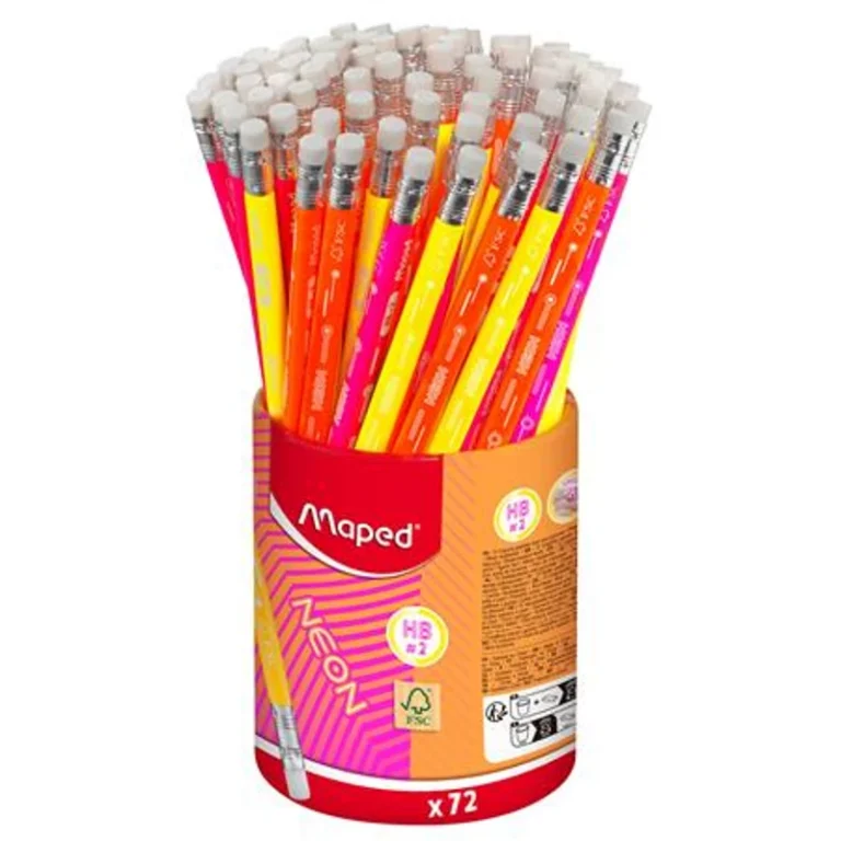 Grafitceruza radírral, ceruzatartó, HB, háromszögletű, MAPED "Black`Peps Neon", vegyes színek