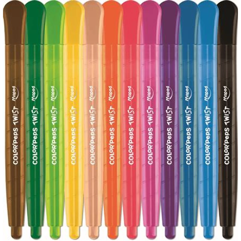 Zsírkréta, kitekerhető, MAPED „Color`Peps”, 12 különböző szín