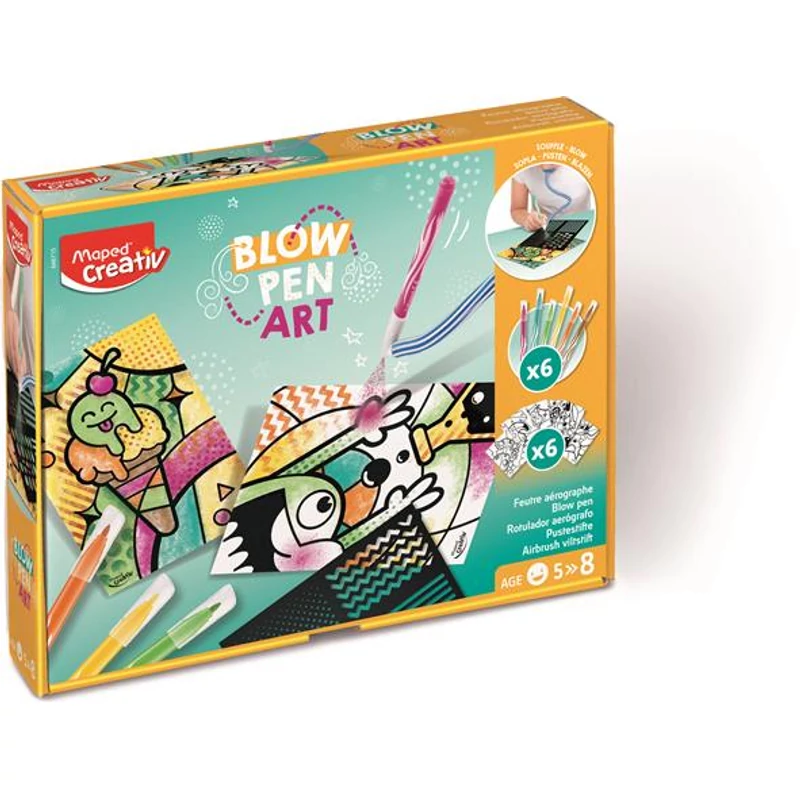 Fújós filctoll készlet, MAPED CREATIV, "Blow pen Art", csíkozás