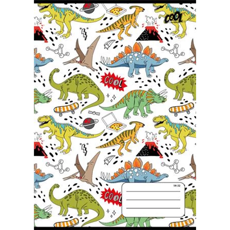 Füzet, tűzött, A5, vonalas, 32 lap, 1. osztály, COOL BY VICTORIA "Dinosaurus world", "14-32"
