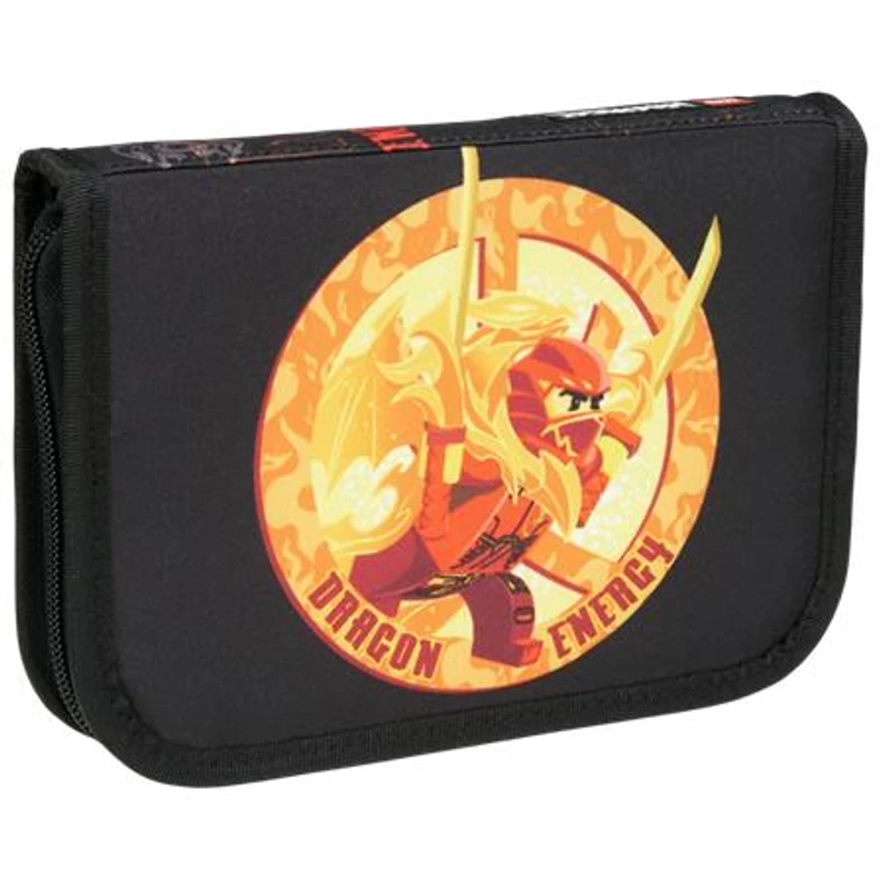 Tolltartó, klapnis, cipzáras, töltött, LEGO "Ninjago Dragon Energy", fekete-mintás