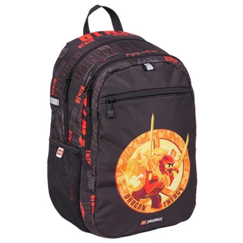 Hátizsák, dulpa rekeszes, LEGO "Ninjago Dragon Energy", fekete-mintás